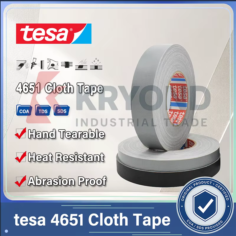 Ruban adhésif en tissu enduit d'acrylique tesa 4651, haute adhérence, pour la couverture des trous d