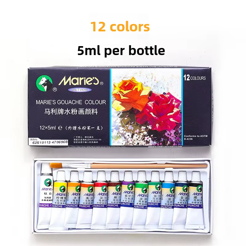 Maries – ensemble de peinture Gouache, 24 couleurs en boîte, Art étudiant, 12 couleurs, peinture Gou
