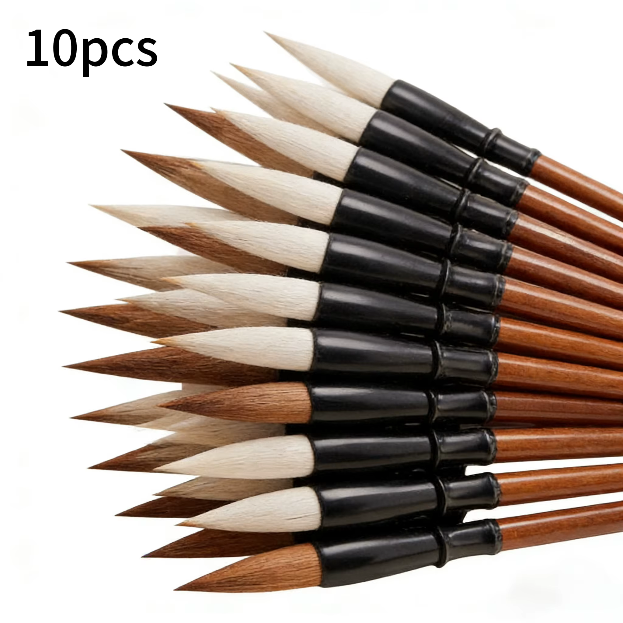 Lot de 10 pinceaux de peinture chinoise de haute qualité, style chinois, pour l'école et les fournit