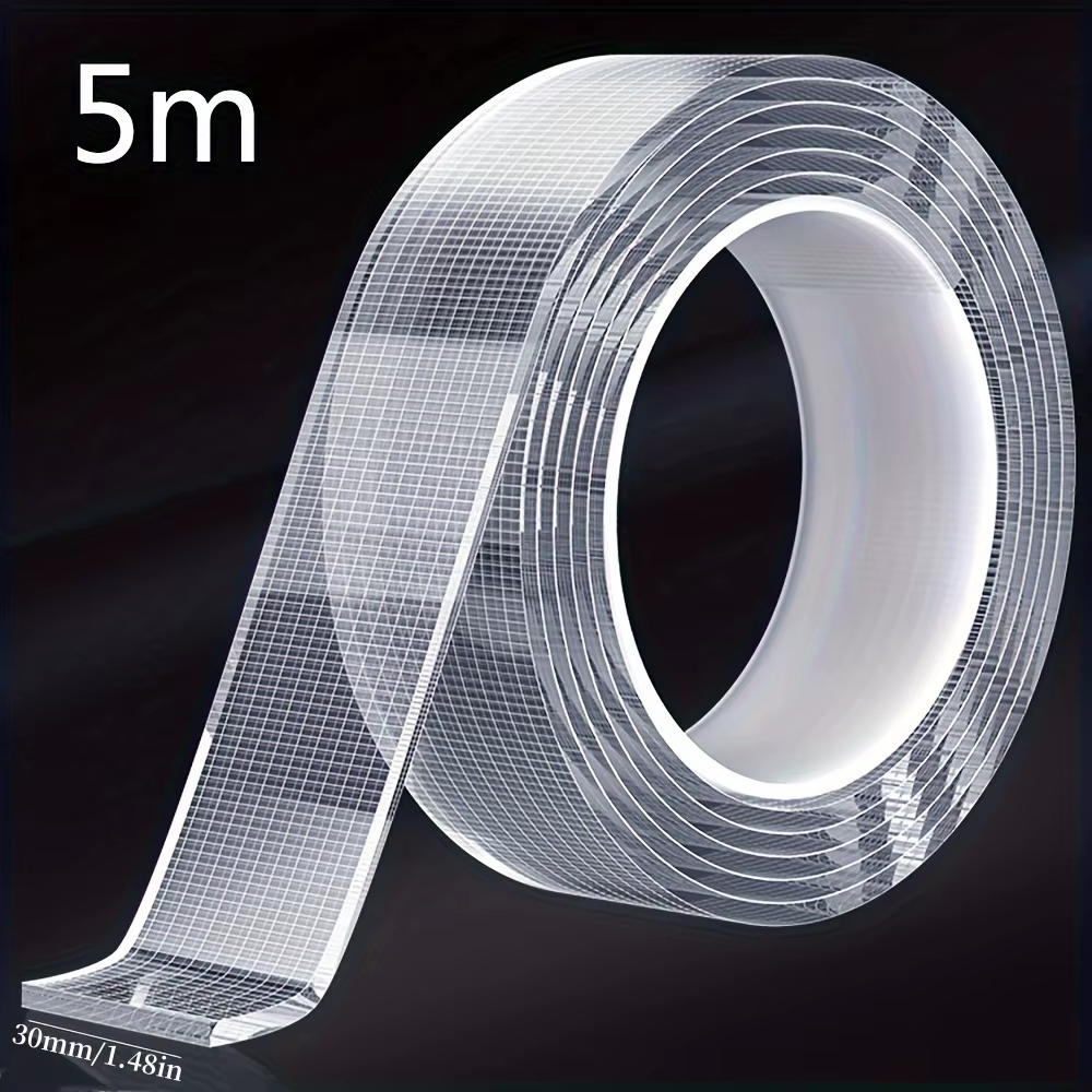 Ruban adhésif double face nano ultra résistant de 5 m - Transparent, amovible et imperméable - Bande