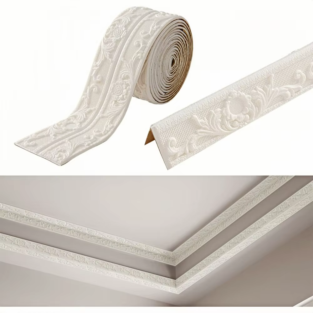 1 rouleau de bande décorative pour plafond, autocollant mural imperméable et anti-salissure, ligne d