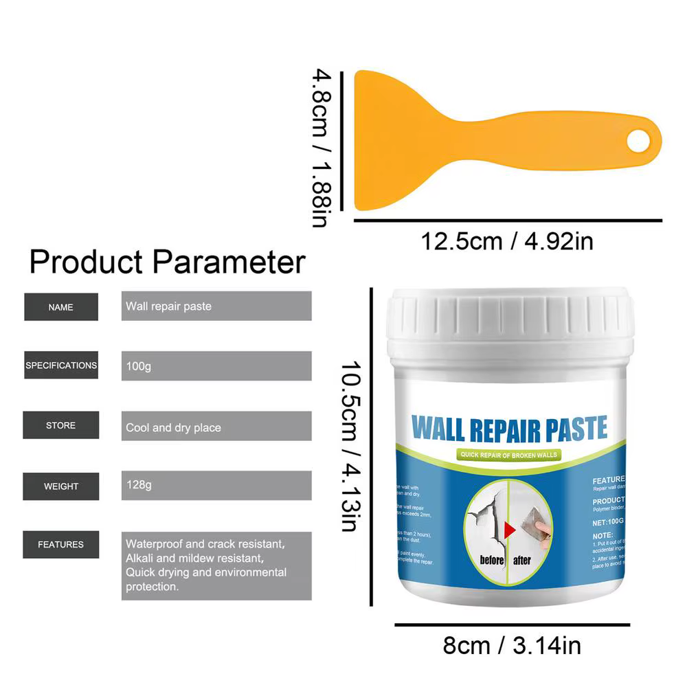 Pâte de réparation pour peinture murale décollante 100g, agent de scellement anti-taches pour fissur