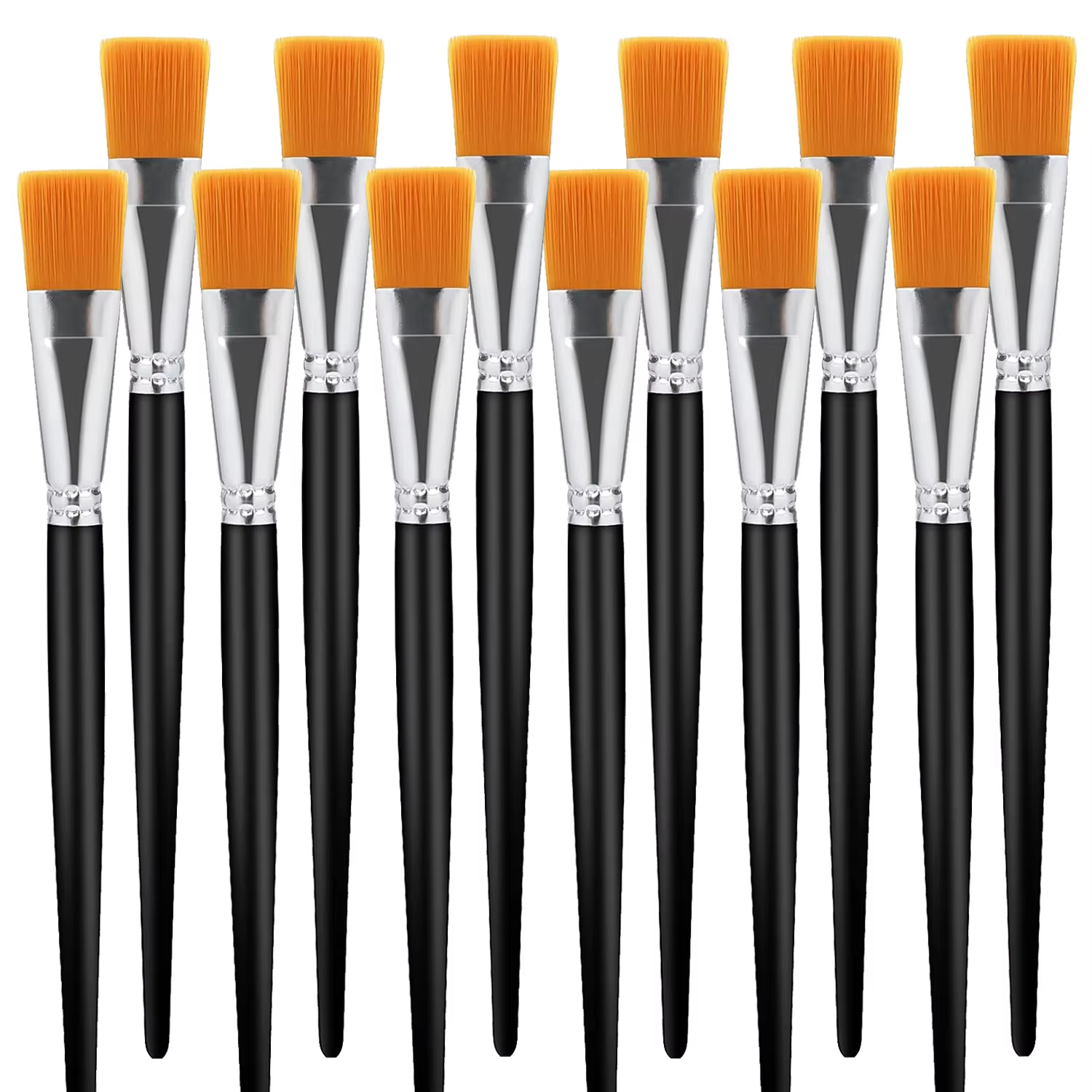 Lot de 12 petits pinceaux plats, ensemble de pinceaux d'artiste pour acrylique, aquarelle, pinceaux 