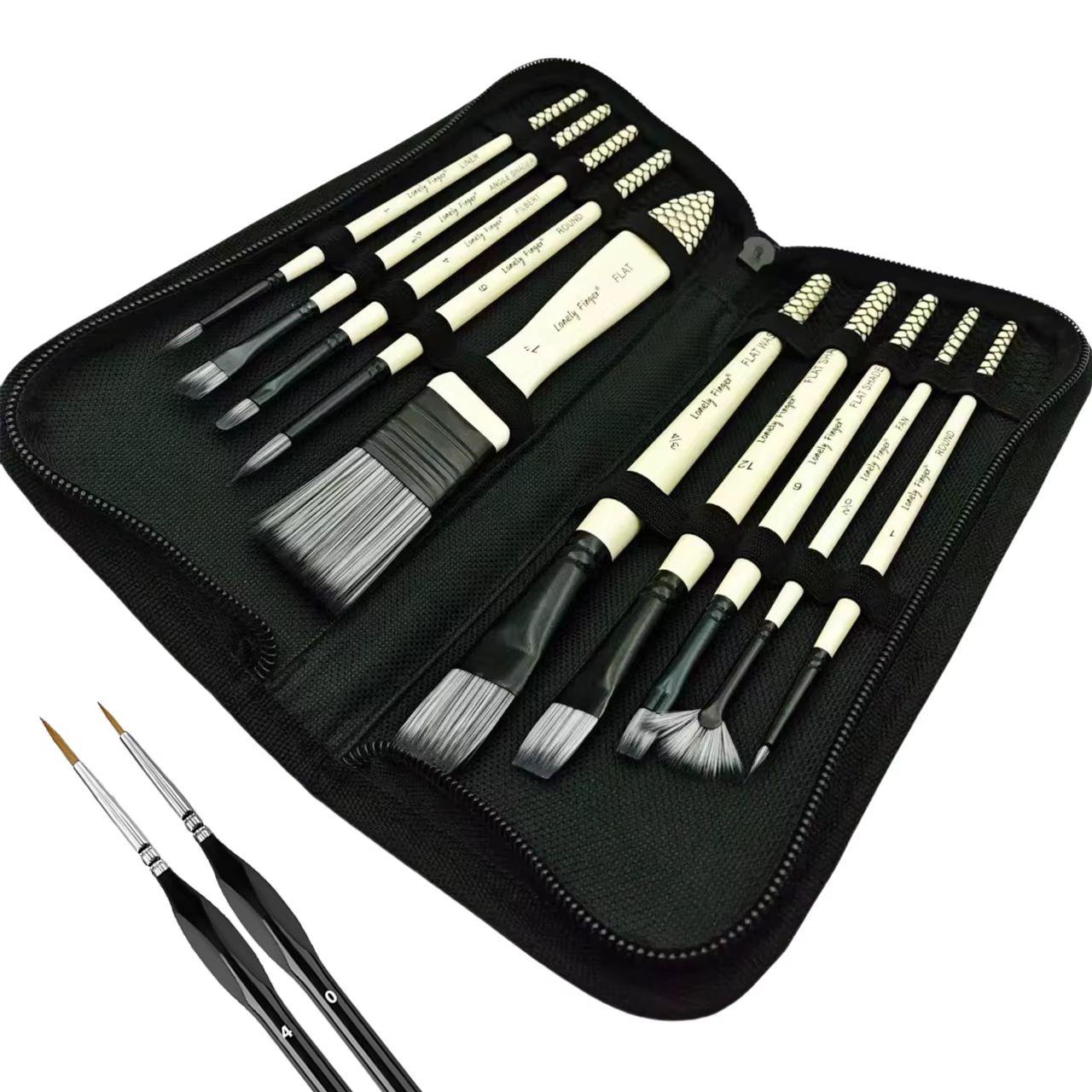 Kit de pinceaux à peinture avec sac de transport, 12 pièces, pinceaux d'artiste, poils en Nylon, plu