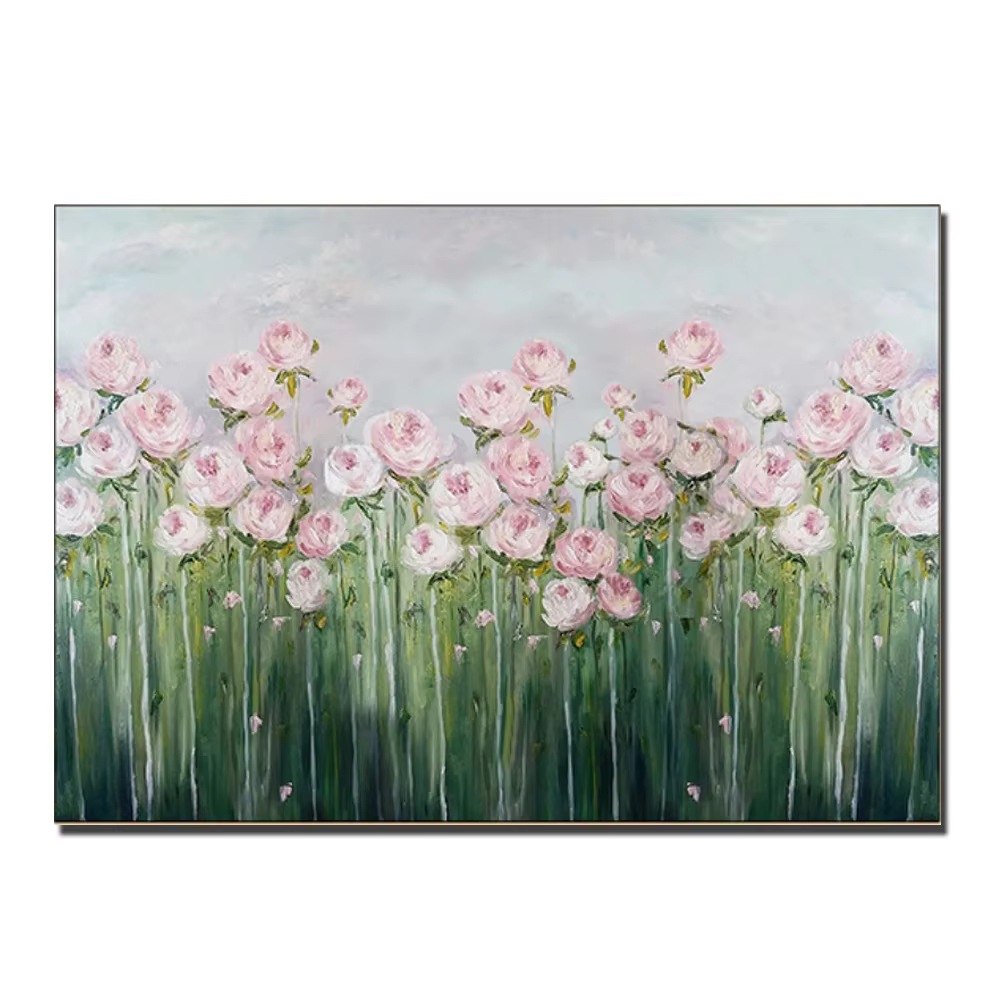 Peinture florale, décoration murale, image artistique, peinture sur toile 100% peinte à la main, œuv