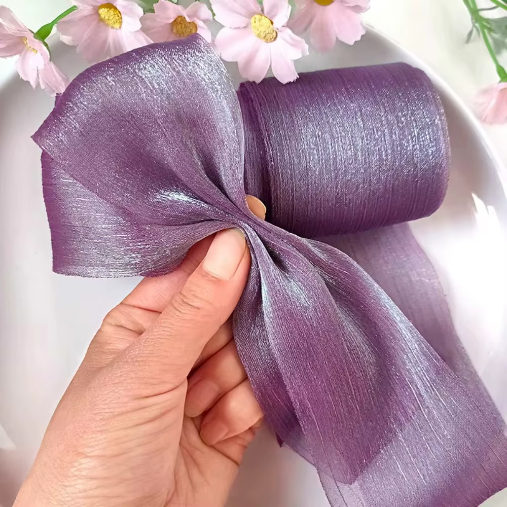 Nouveau Ruban en mousseline de soie plissée de 5M, 6cm de large, bricolage, fil de Tulle, ruban à nœ