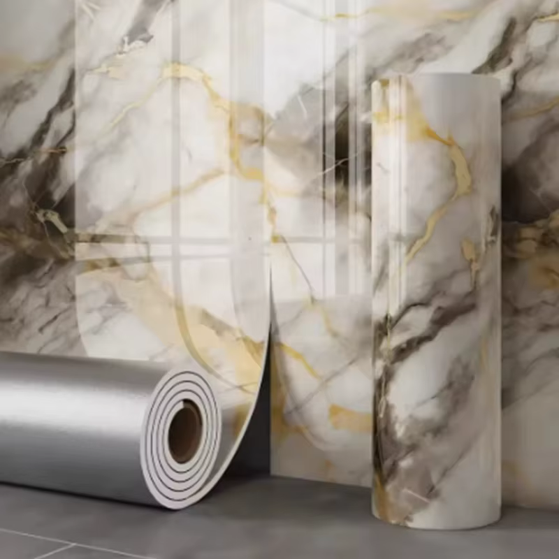Papier peint en mousse épaisse et marbre, 1 rouleau, autocollant mural imperméable et antisalissure,