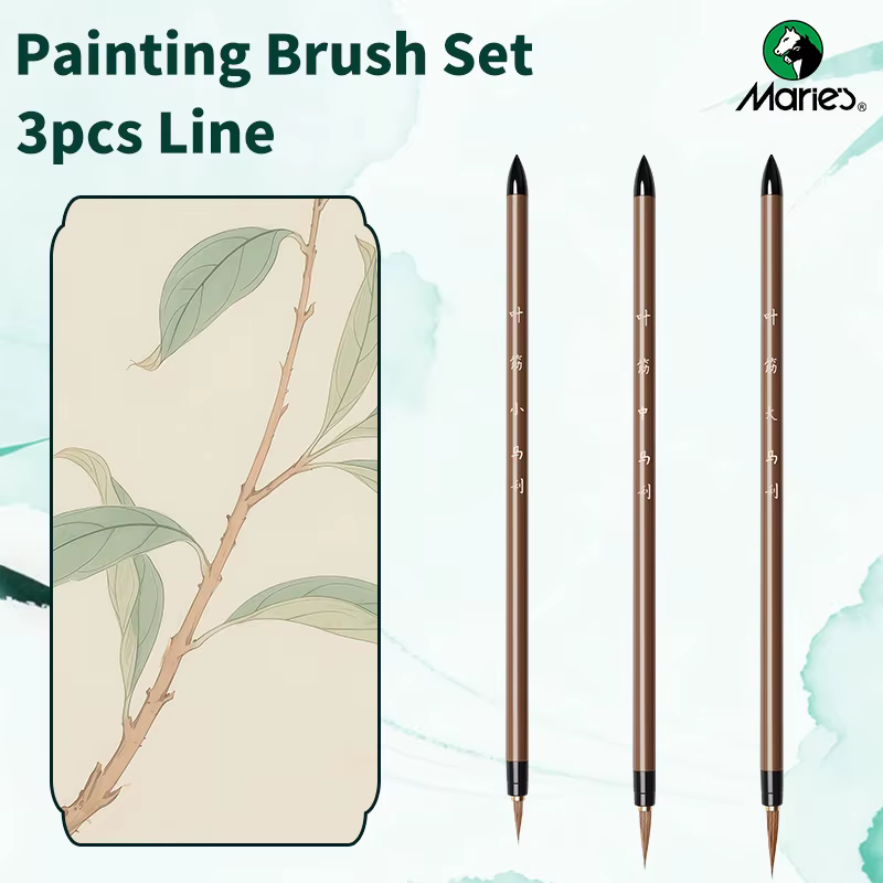 Ensemble de pinceaux Marie's Line, 3 packs de pinceaux miniatures pour la peinture chinoise, l'acryl