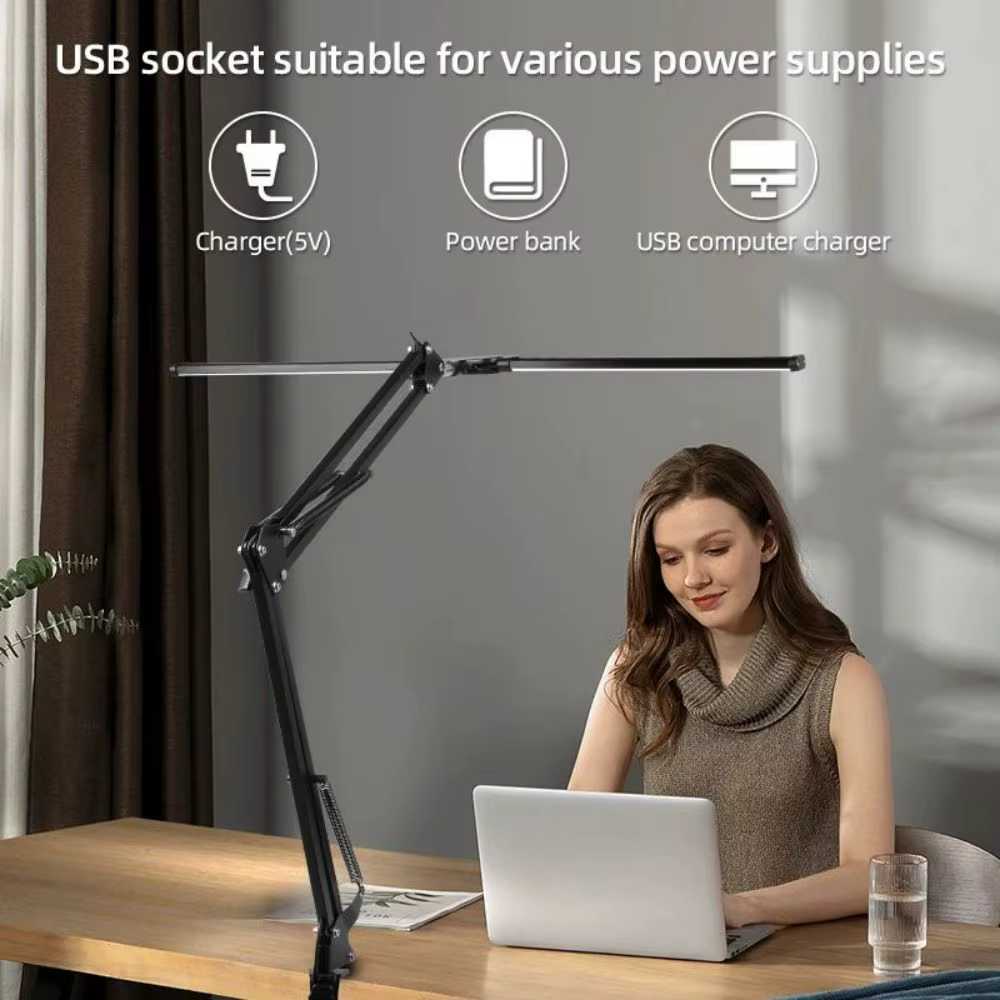 Lampes de bureau LED à intensité variable en continu, moniteur d'ordinateur, lampe de Table USB pour
