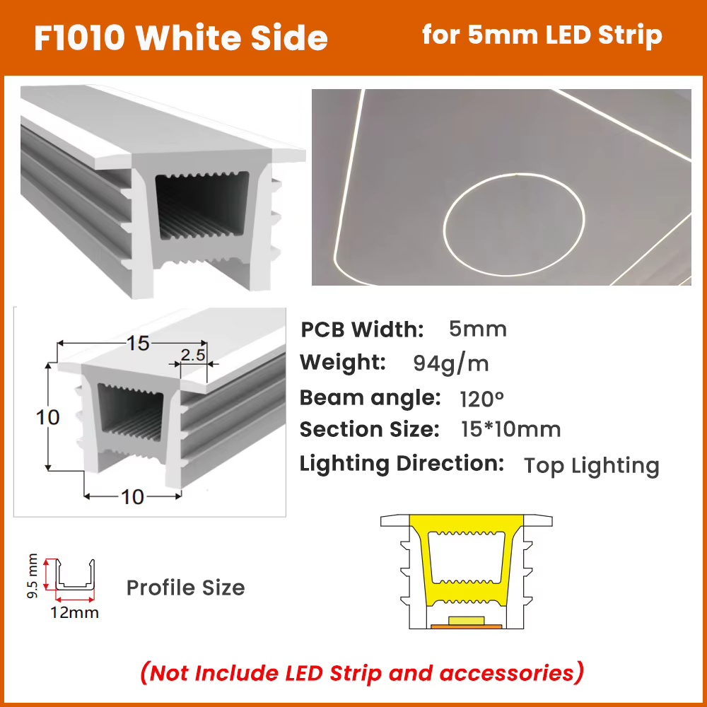 Diffuseur LED Néon en Silicone Flexible Encastrable Amovible pour Bande Lumineuse LED SMD COB Intéri