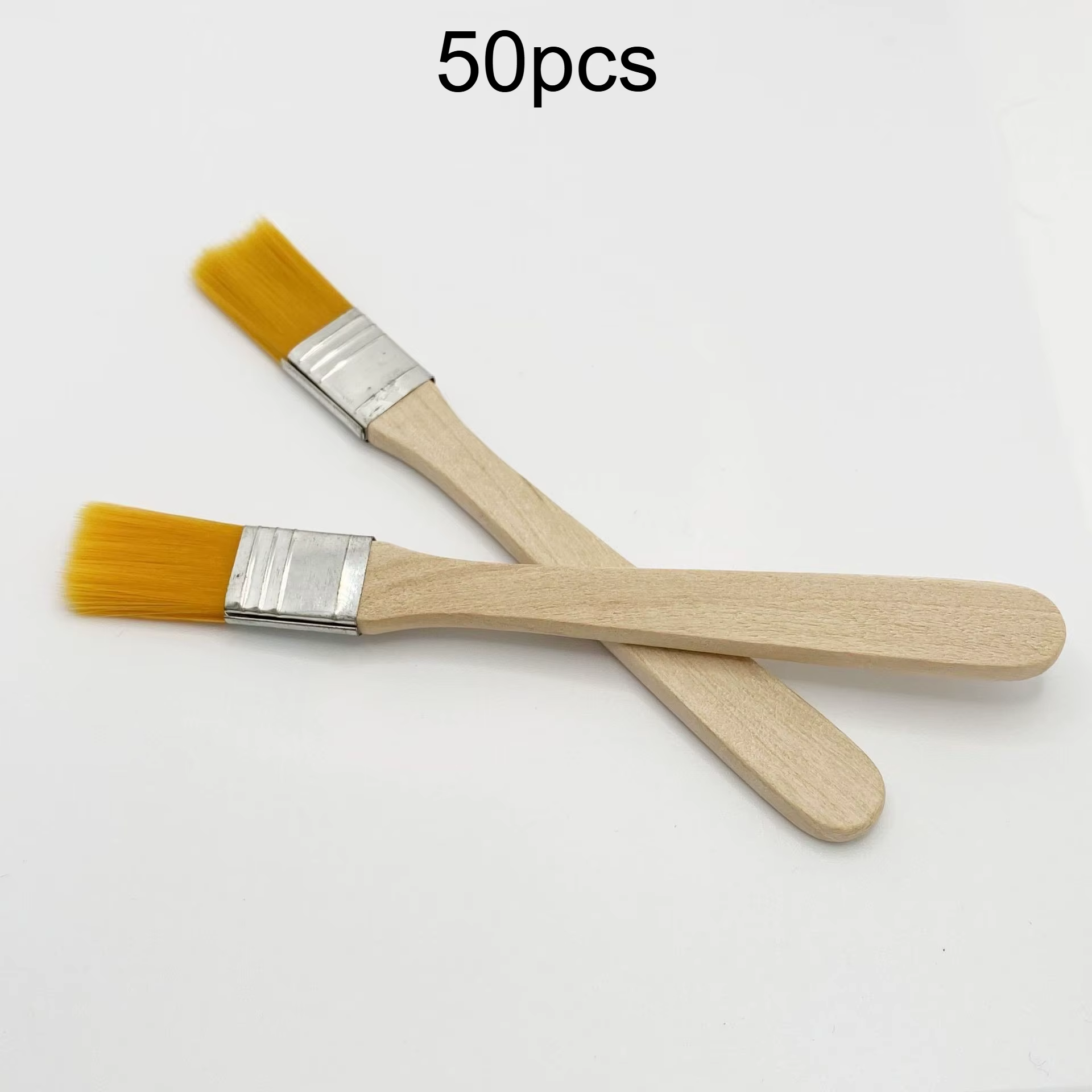 Pinceaux en nylon de 5 pouces, 50 pièces, avec manches en bois, poils jaunes, idéaux pour la peintur