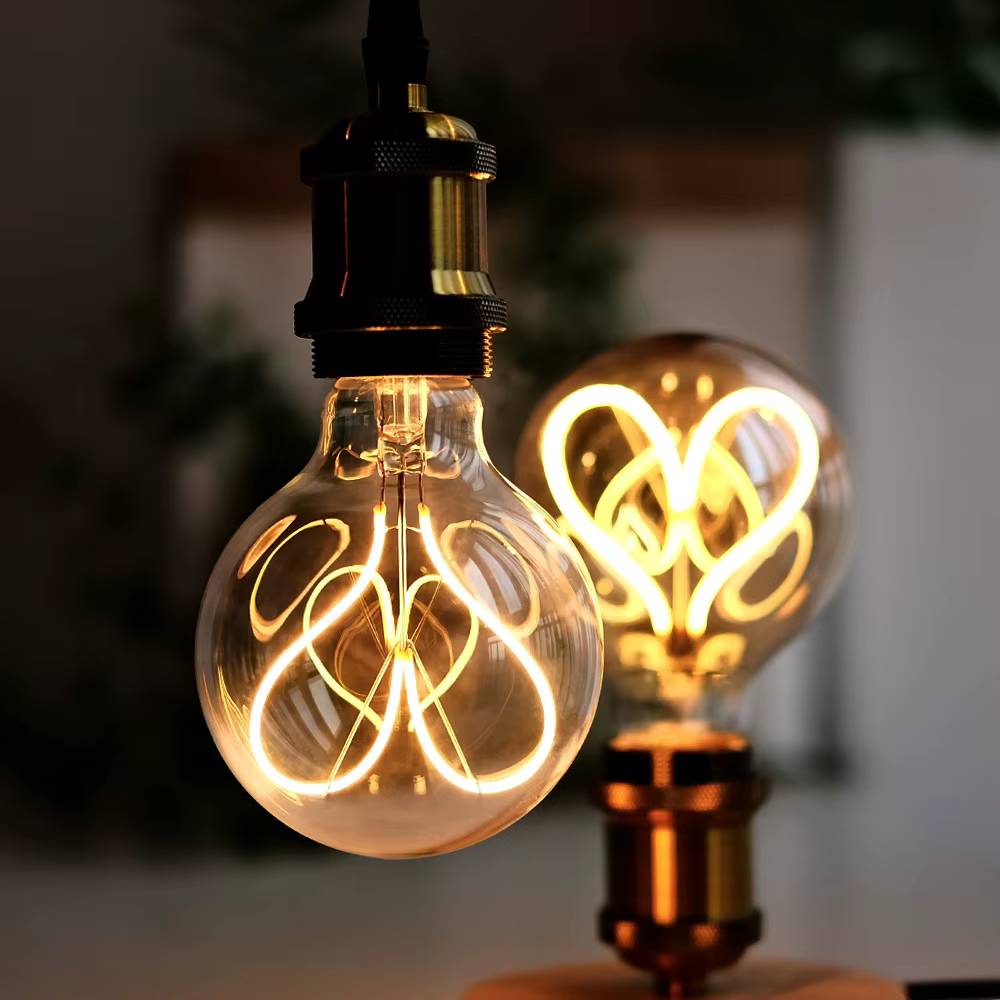 TIANFAN Vintage ampoule Led G95/G30 Edison ampoule 4W Dimmable 220V 110V E26 E27 coeur Filament ampo