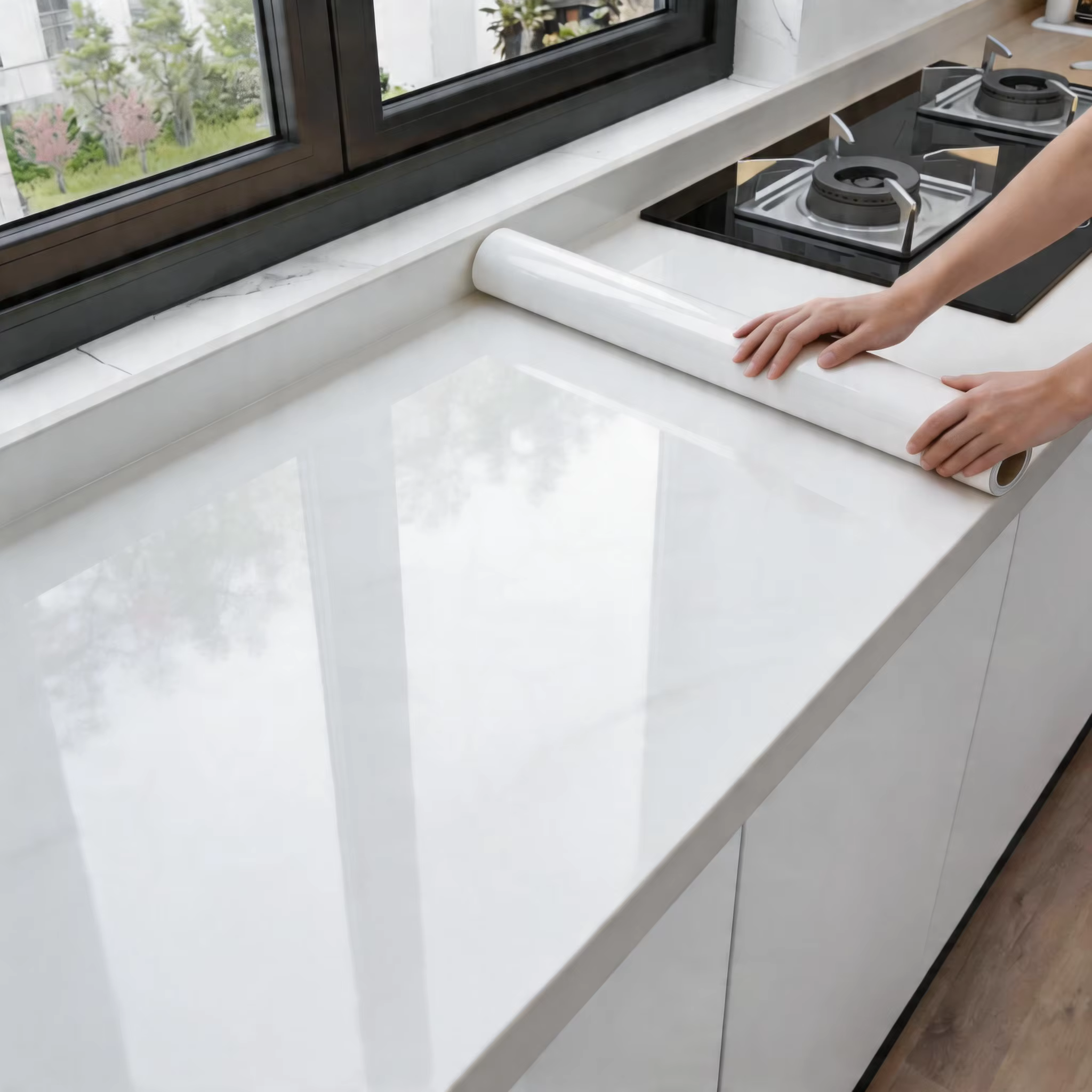 Rouleau de papier peint adhésif de 5 mètres, autocollant imperméable effet marbre pour armoire, bure