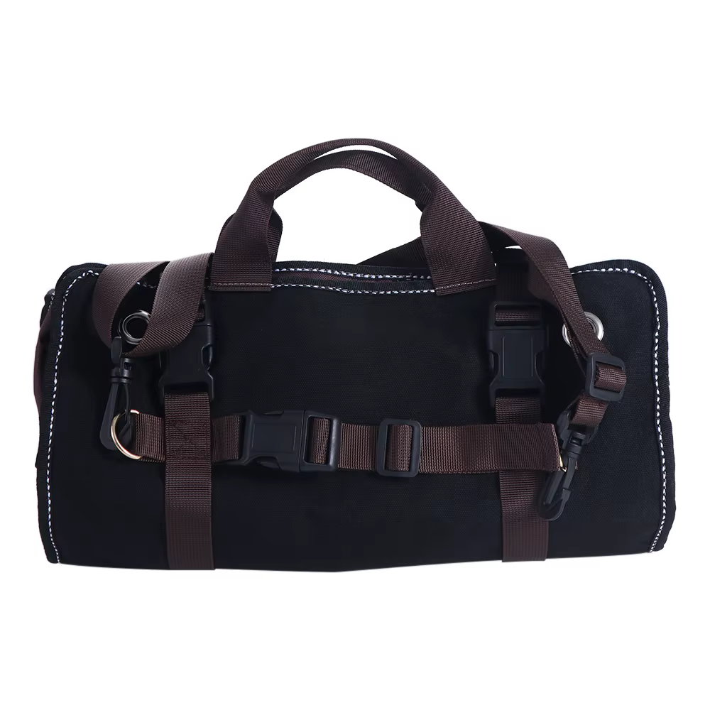 Rouleau à outils en toile cirée robuste, imperméable, capacité maximale 15 poches, sac de transport 