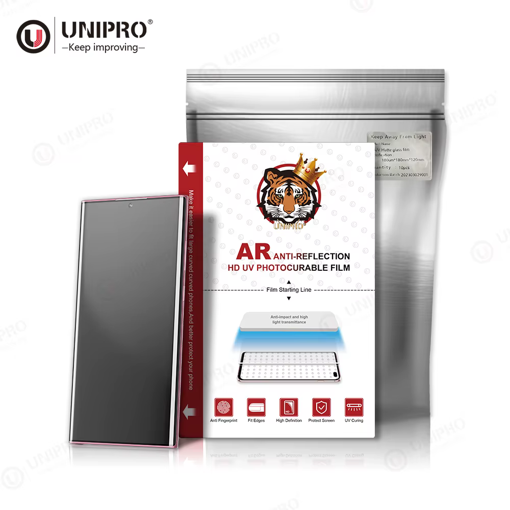 UNIPRO 20 50Pcs Film de protection en fibre de verre UV Film de protection en fibre de verre HD Film