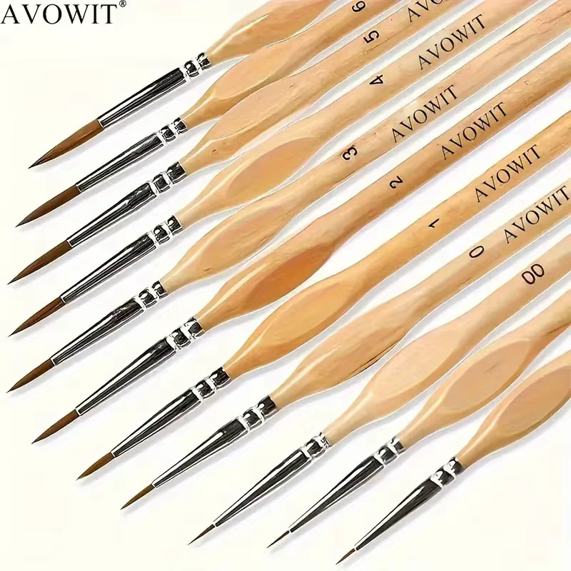 Ensemble de 11 pinceaux d'art de haute qualité, pinceaux fins et précis pour les détails et les form