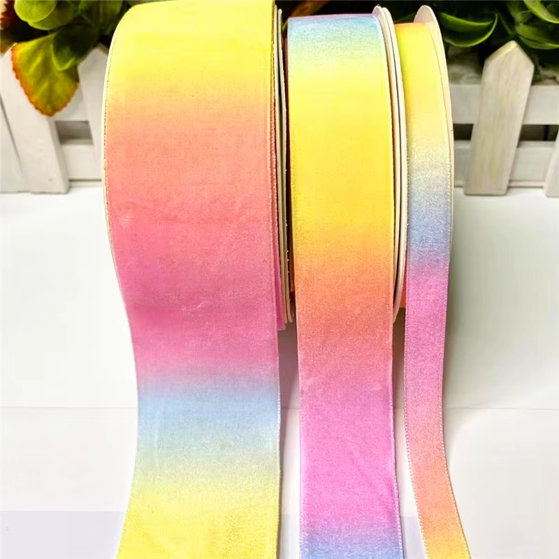 Ruban en velours arc-en-ciel 10mm 25mm 38mm, ruban de décoration de mariage fait à la main pour emba