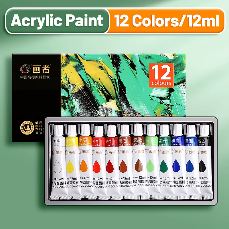 Kit de peinture acrylique vibrant, papier, bois, toile, roche, céramique, vêtements, bricolage, 12ml