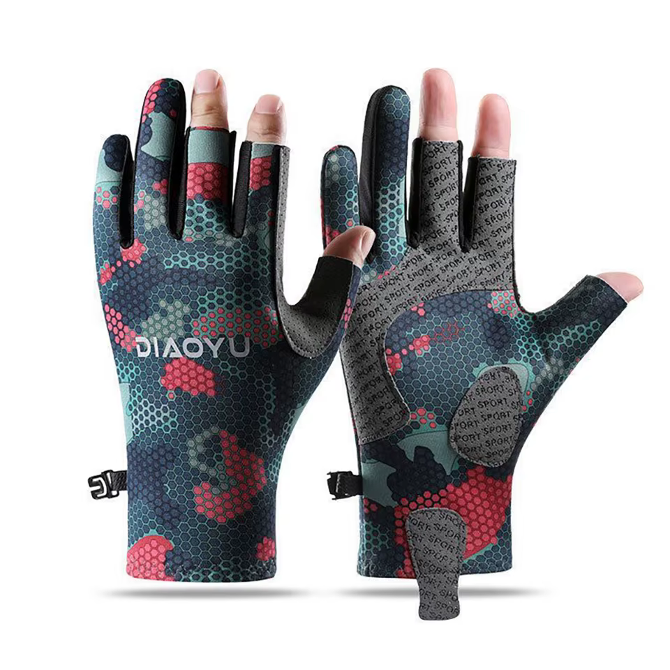 NOFOXO Gants de pêche d'été anti-UV à 3 doigts coupés, respirants, antidérapants et résistants à l'u