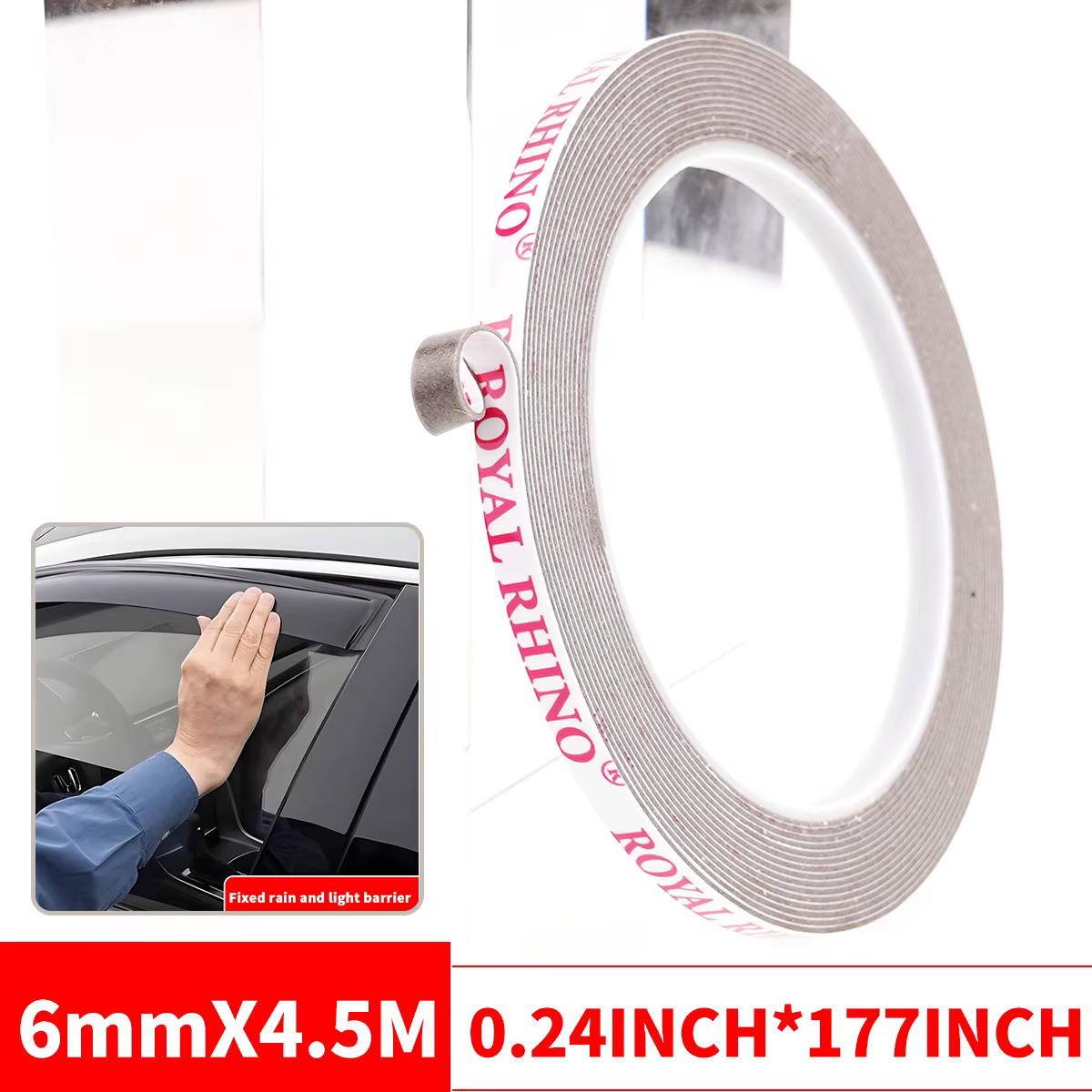 Ruban adhésif double face extra résistant de 450 cm, spécial voiture, déchirable sans laisser de tra