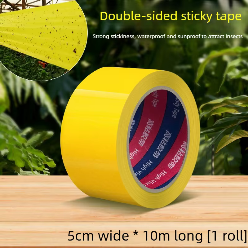 1 rouleau de ruban adhésif double face jaune de 10 m, barrière anti-insectes, piège à insectes, non