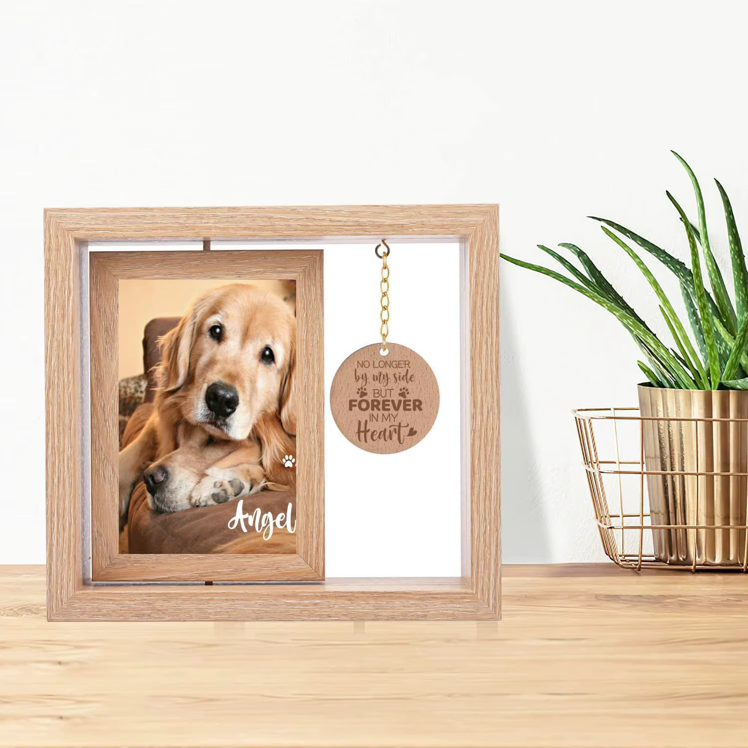 Cadre Photo en bois carte postale Photo cadre Photo en bois massif rotatif ornement de bureau cadre