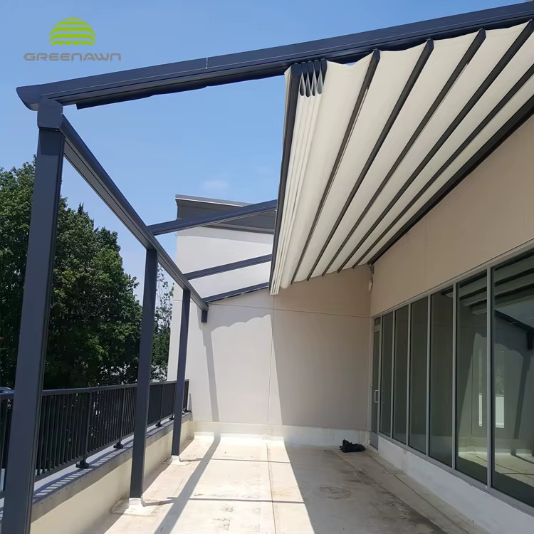 Couvre-pergola imperméable mural en PVC pour pergola rétractable