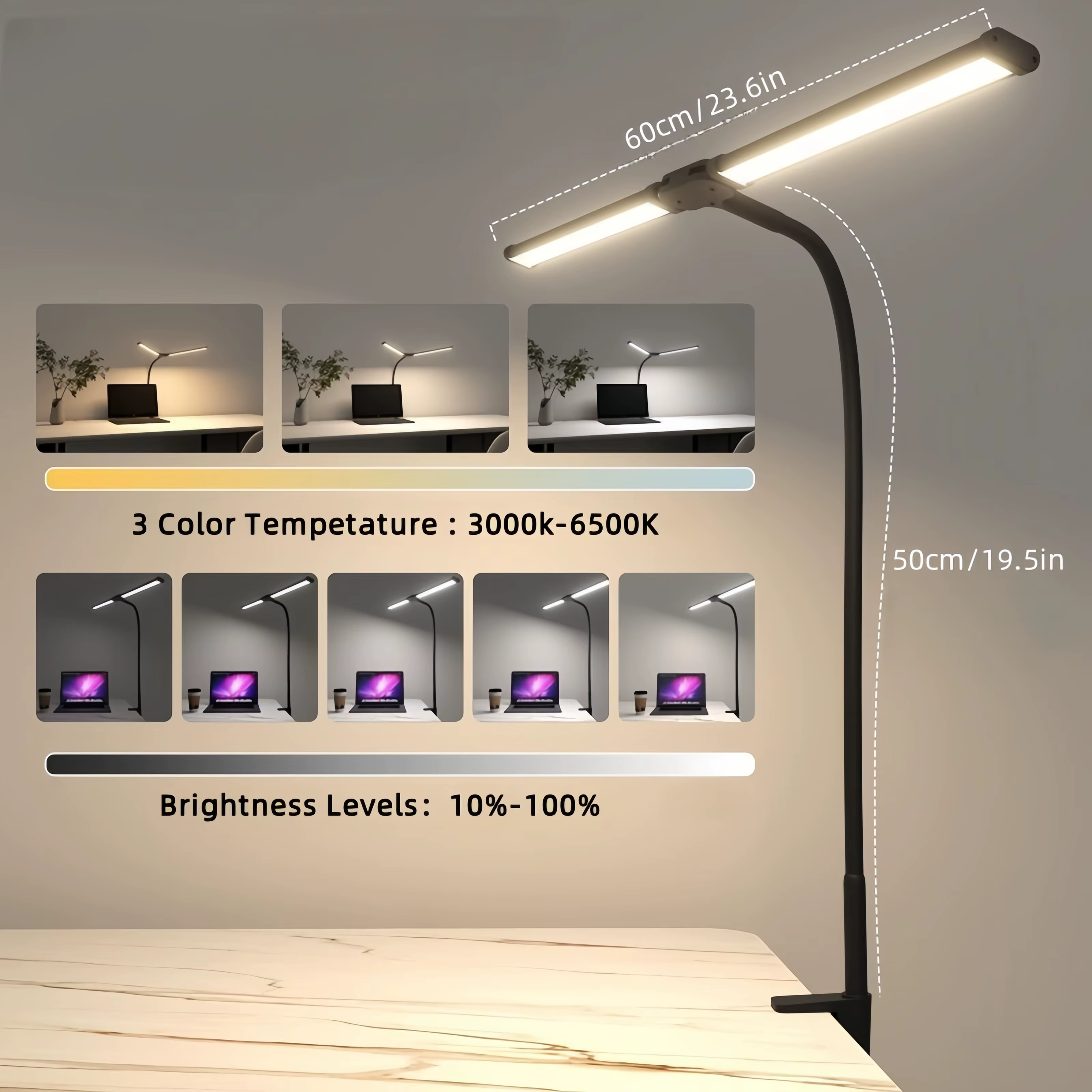 Double tête LED Clip Type télécommande lampe de bureau lampe de lecture lampe de bureau lampe de bur