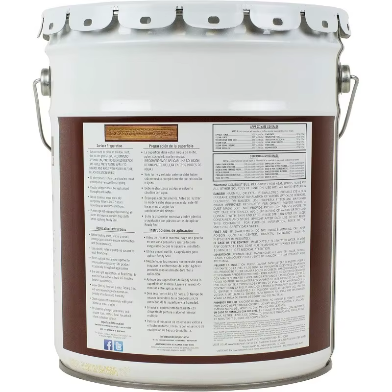 Teinture extérieure et scelleuse pour bois, 5 gallons, noyer foncé