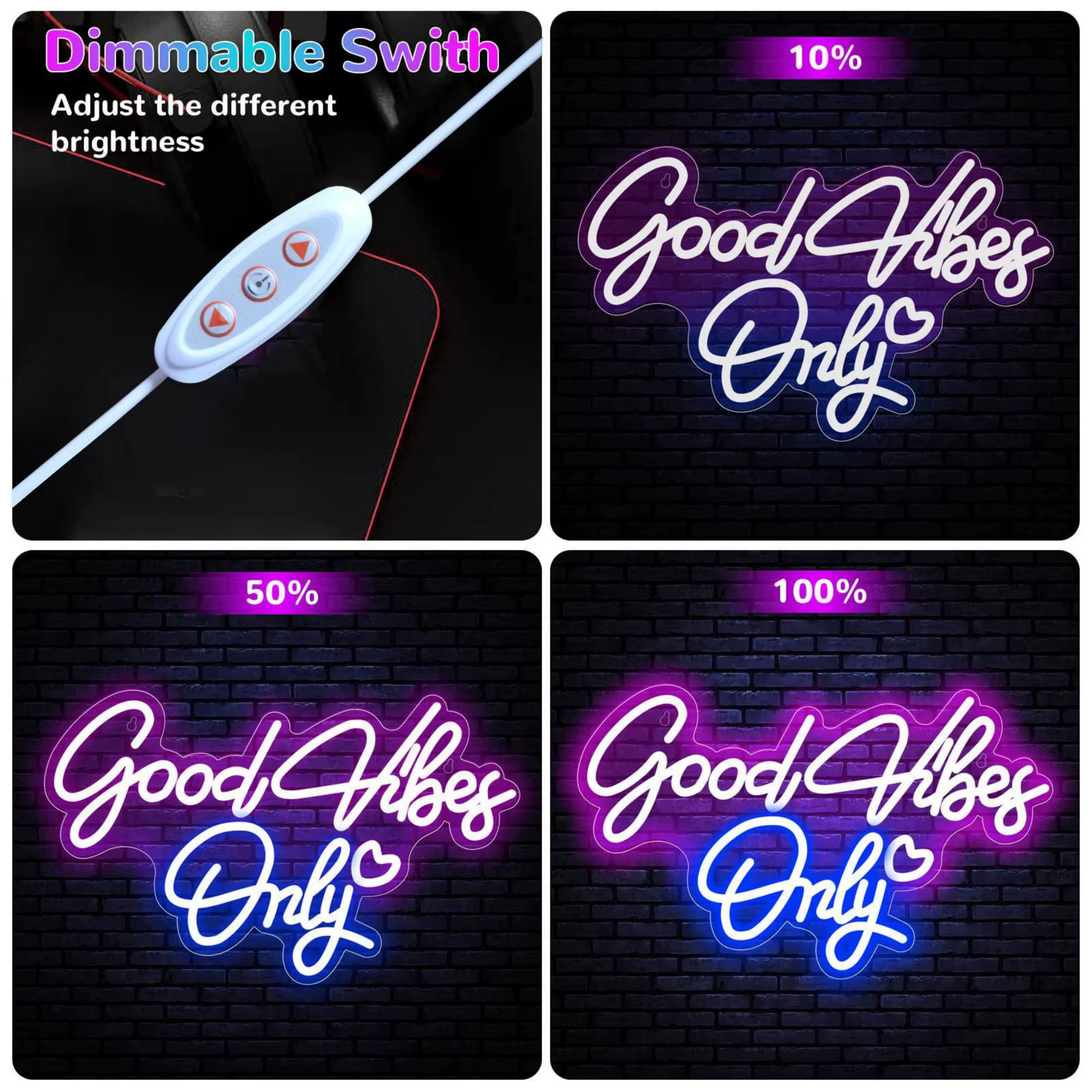 Enseigne au néon Good Vibes Only pour décoration murale, lumière LED pour chambre à coucher, aliment