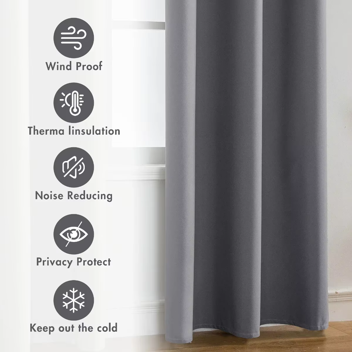 Rideau occultant 100% moderne avec doublure enduite, 2 pièces, pour chambre à coucher, salon, salle 