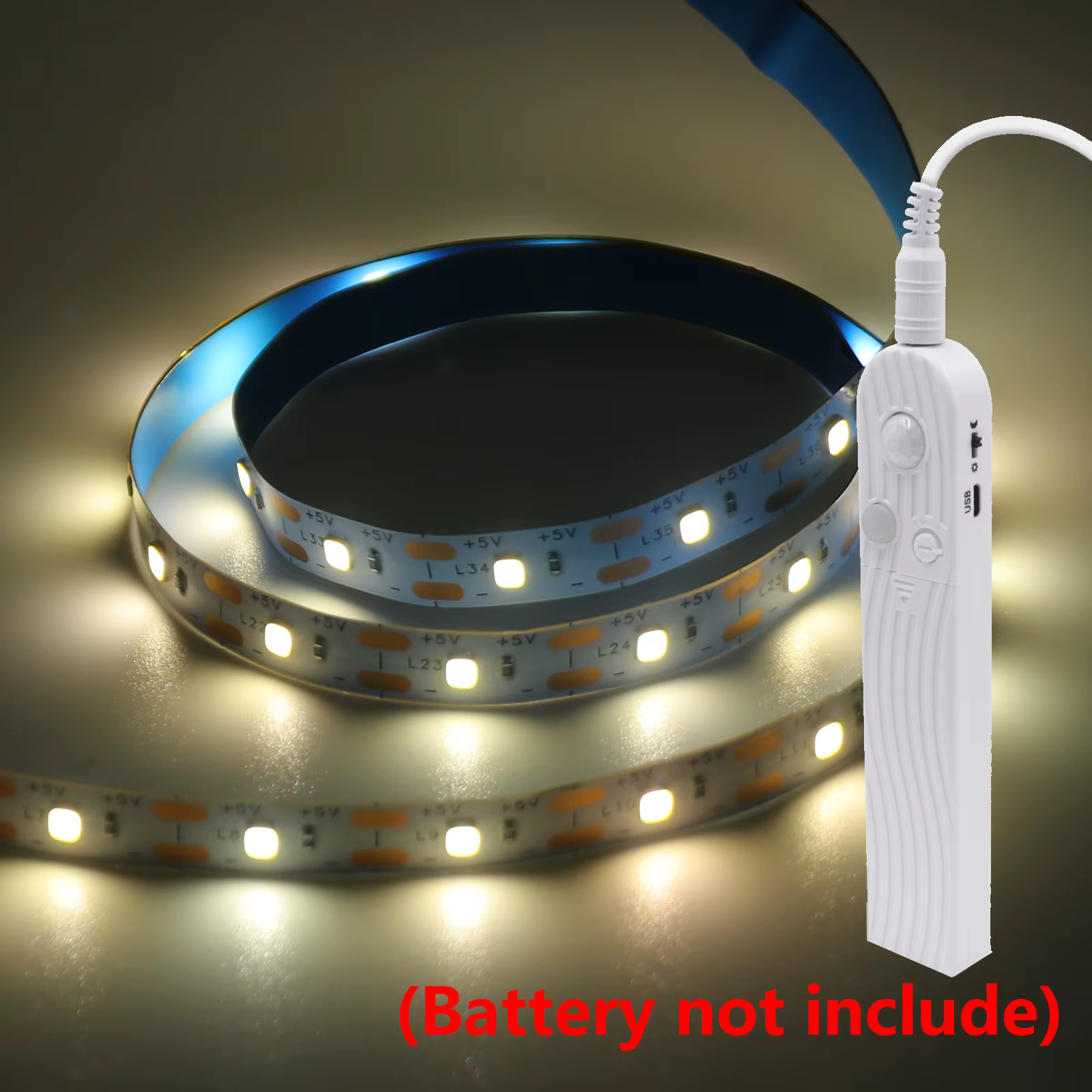 Bande lumineuse LED à détecteur de mouvement 0,5m 1m 2m 3m, éclairage de placard LED alimenté par ba