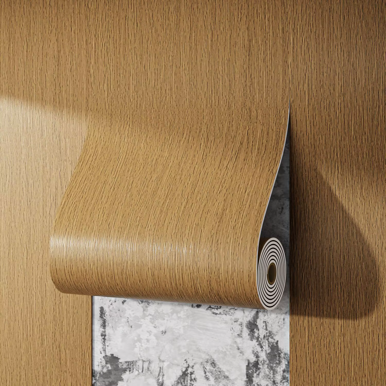 Papier peint auto-adhésif à grain de bois épais, imperméable, résistant à l'humidité, autocollant mu