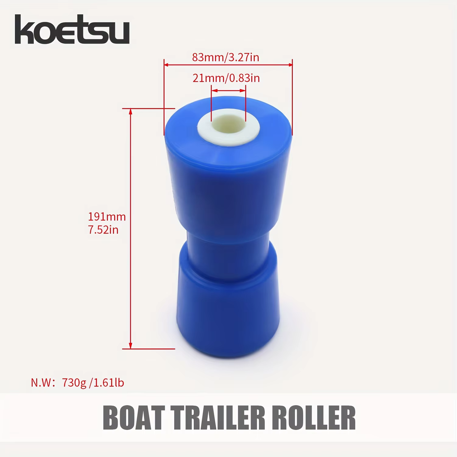 KOETSU 1 pièces bleu, Kit d'assemblage de rouleau de quille centrale de remorque de bateau, adapté à