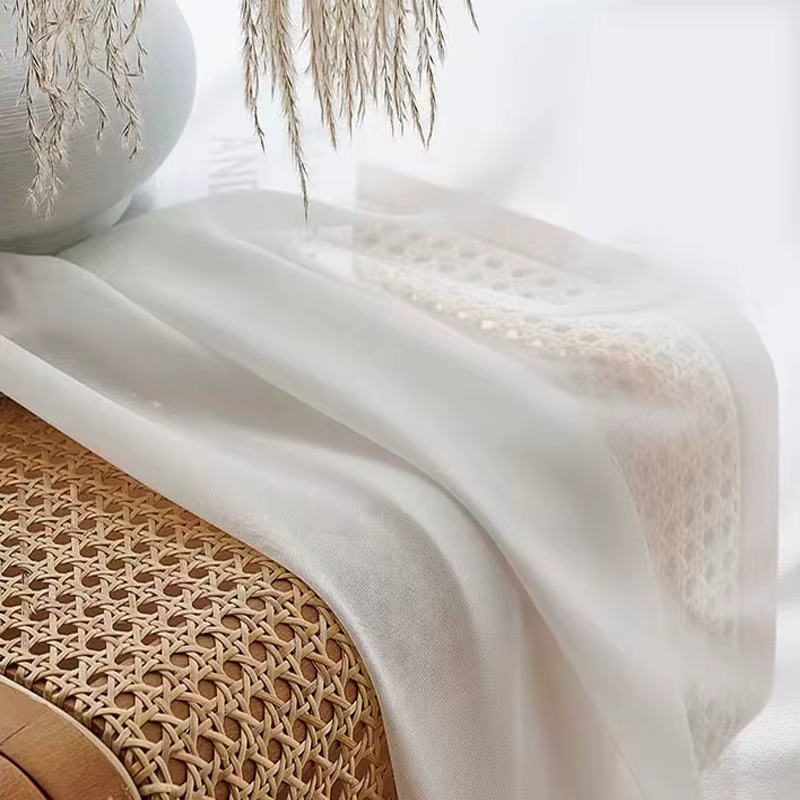 Asazal solide blanc Tulle luxueux en mousseline de soie pure fenêtre rideaux pour salon moderne Voil