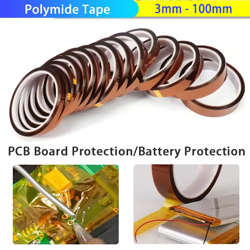 Ruban en polyimide, largeur 3 mm ~ 100 mm, 33 mètres, adhésif, résistant aux hautes températures, pr