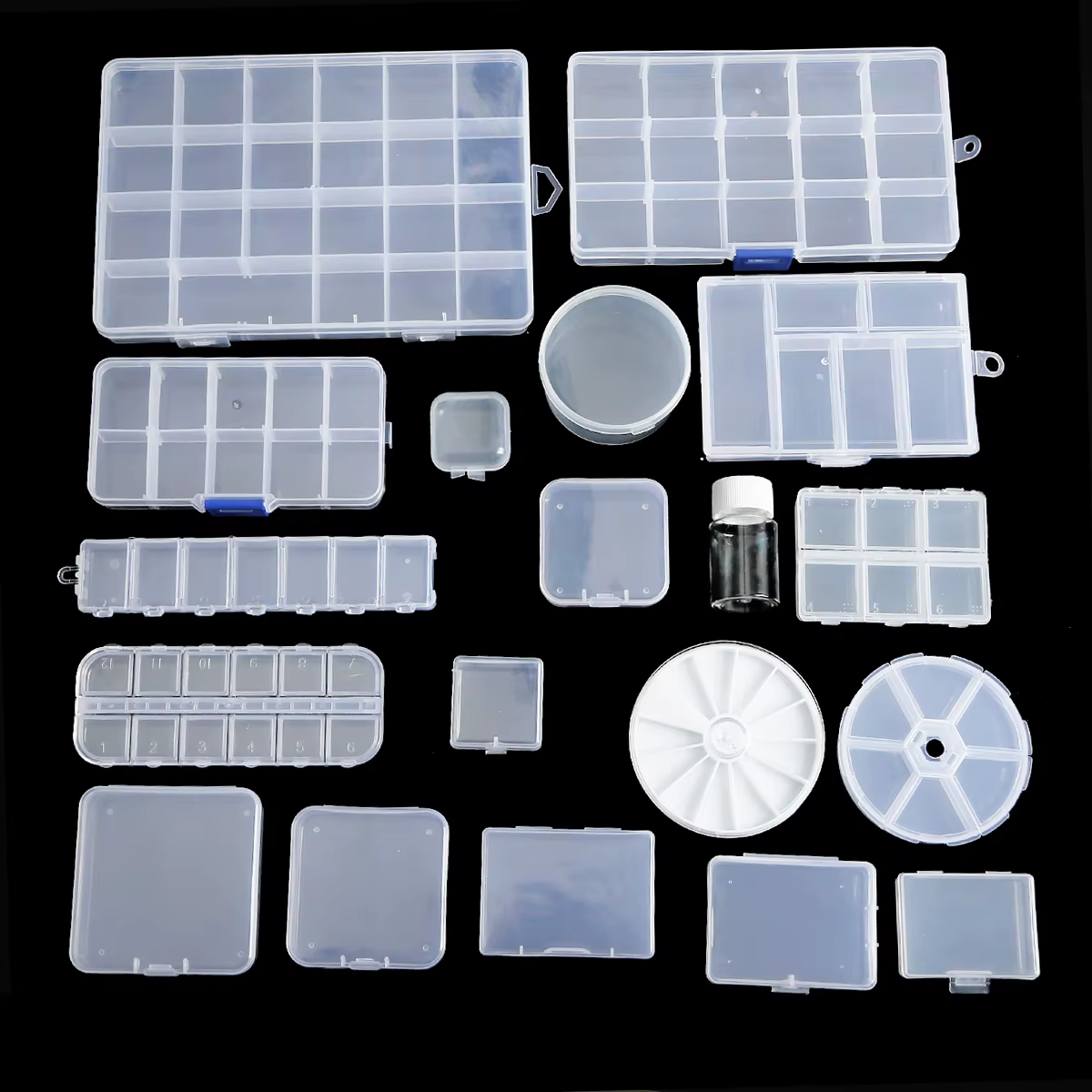 Boîte de rangement en plastique transparent pour bijoux, conteneur réglable pour perles, boucle d'or