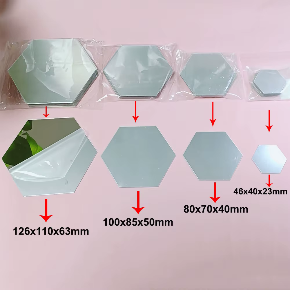 Autocollants muraux miroir 3D Style nordique, autocollant miroir hexagonal en acrylique, décalcomani