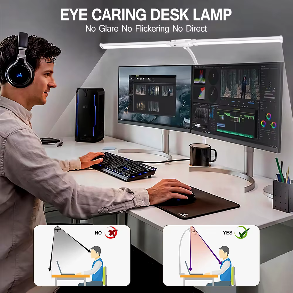 Double tête LED Clip Type télécommande lampe de bureau lampe de lecture lampe de bureau lampe de bur