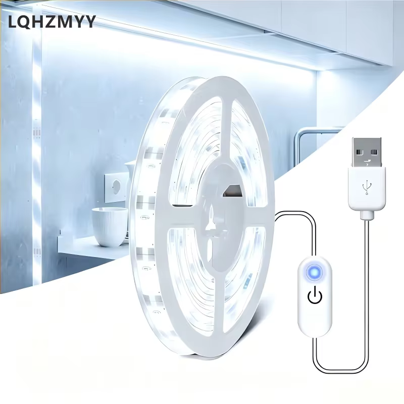 1 bande lumineuse LED avec contrôle tactile et variateur d'intensité, basse tension 5V, alimentée pa
