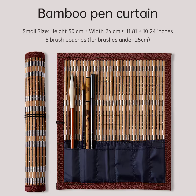 Rouleau de pinceaux de calligraphie en bambou, support de voyage portable pour plusieurs pinceaux, s