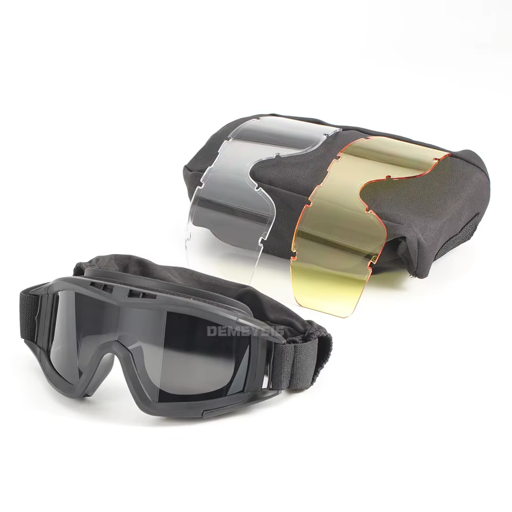 Lunettes de protection coupe-vent à 3 lentilles pour airsoft, tir sûr, équitation, randonnée, chasse