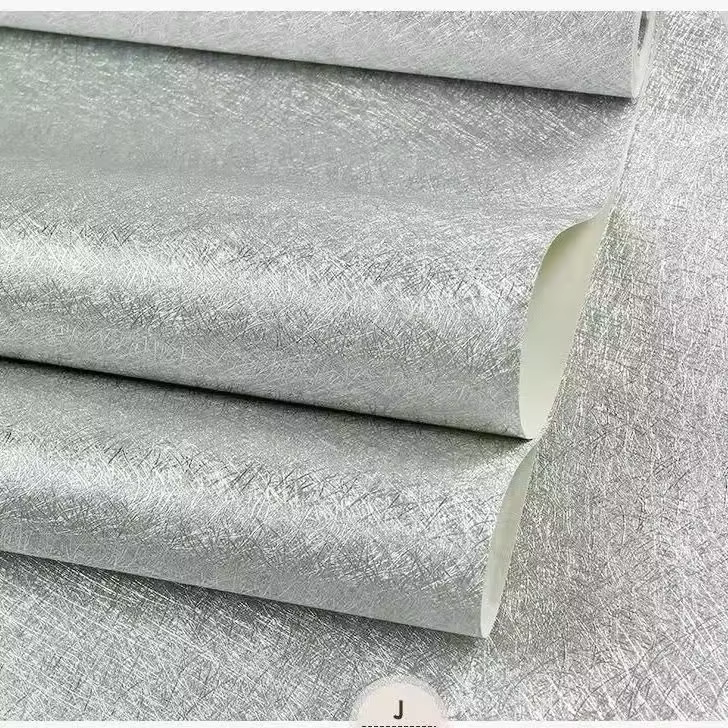 Papier peint rayé de luxe imperméable, revêtements muraux modernes, rouleau de 9.5m, paillettes méta