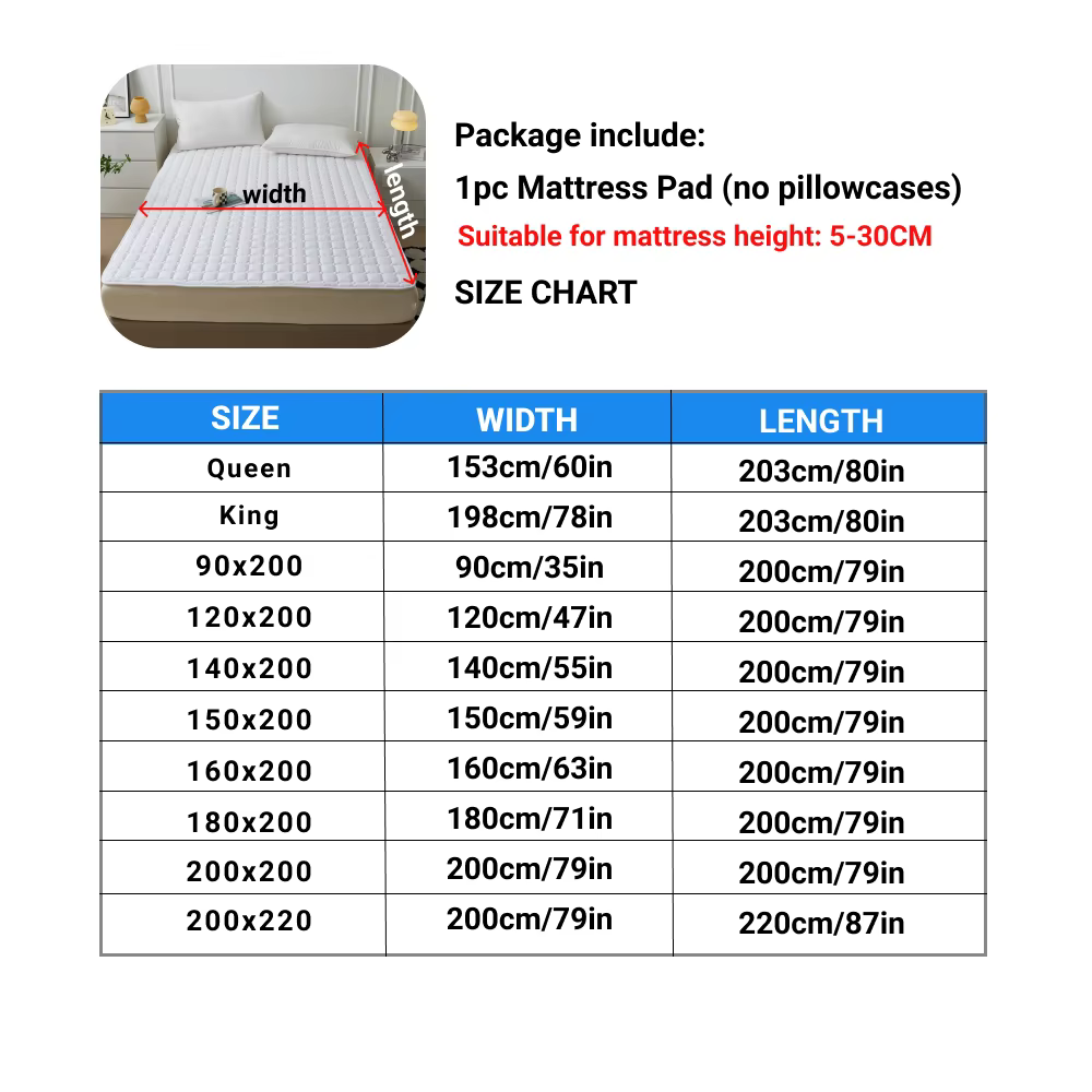 Protège-matelas Matelassé Imperméable, Juste Épaisse et Respirante pour Lit Simple ou Double