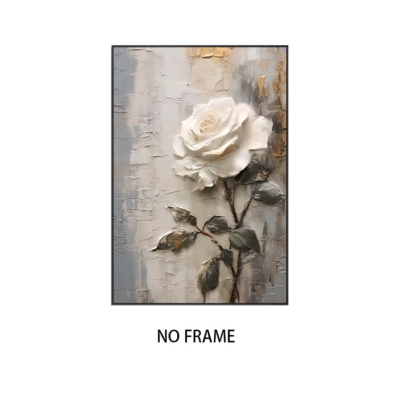 Peinture à l'huile abstraite de fleurs blanches imprimées sur toile, affiches et imprimés de fleurs