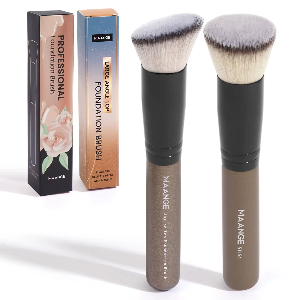 MAANGE-Ensemble de pinceaux de maquillage fond de teint Kabuki à angle plat, pinceau fard à joues en