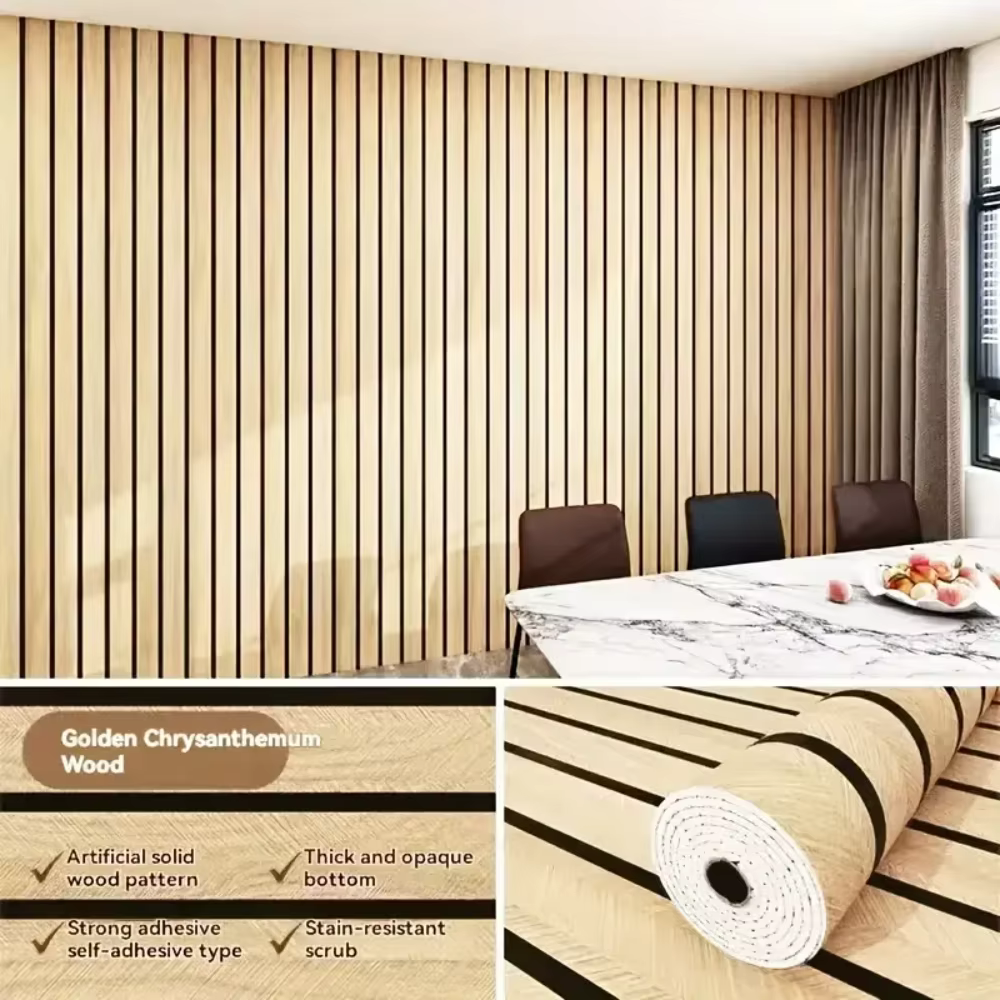 Papier peint auto-adhésif épais brun à motif quadrillé, design imitation plaid, imperméable et résis