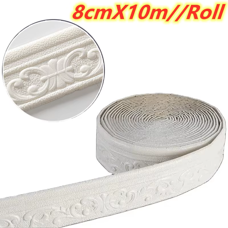 Bande de bordure murale 3D autocollante imperméable de 10 m/rouleau pour plinthe et décoration mural