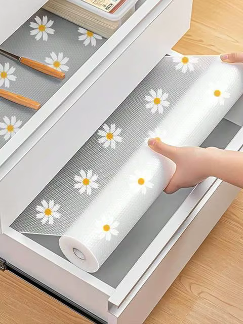 Revêtement d'étagère en rouleau pour armoires de cuisine, 1 rouleau, tapis de réfrigérateur étanche 