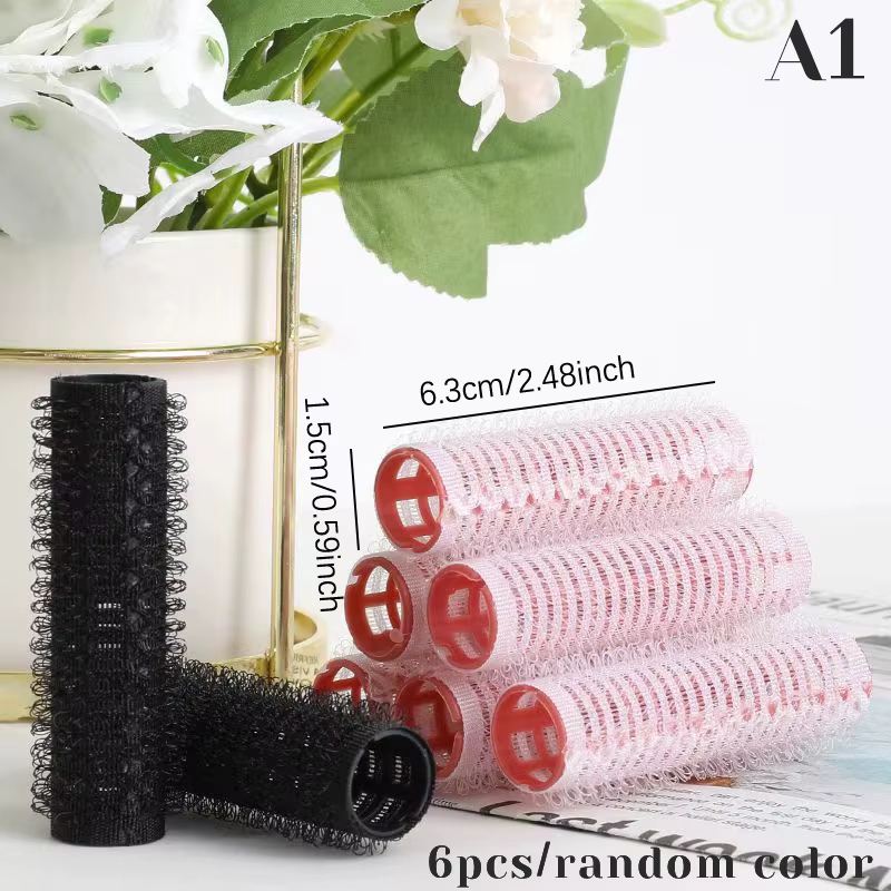 Ensemble de rouleaux à cheveux 6 pièces, bigoudi auto-agrip sans chaleur, différentes tailles, sans 